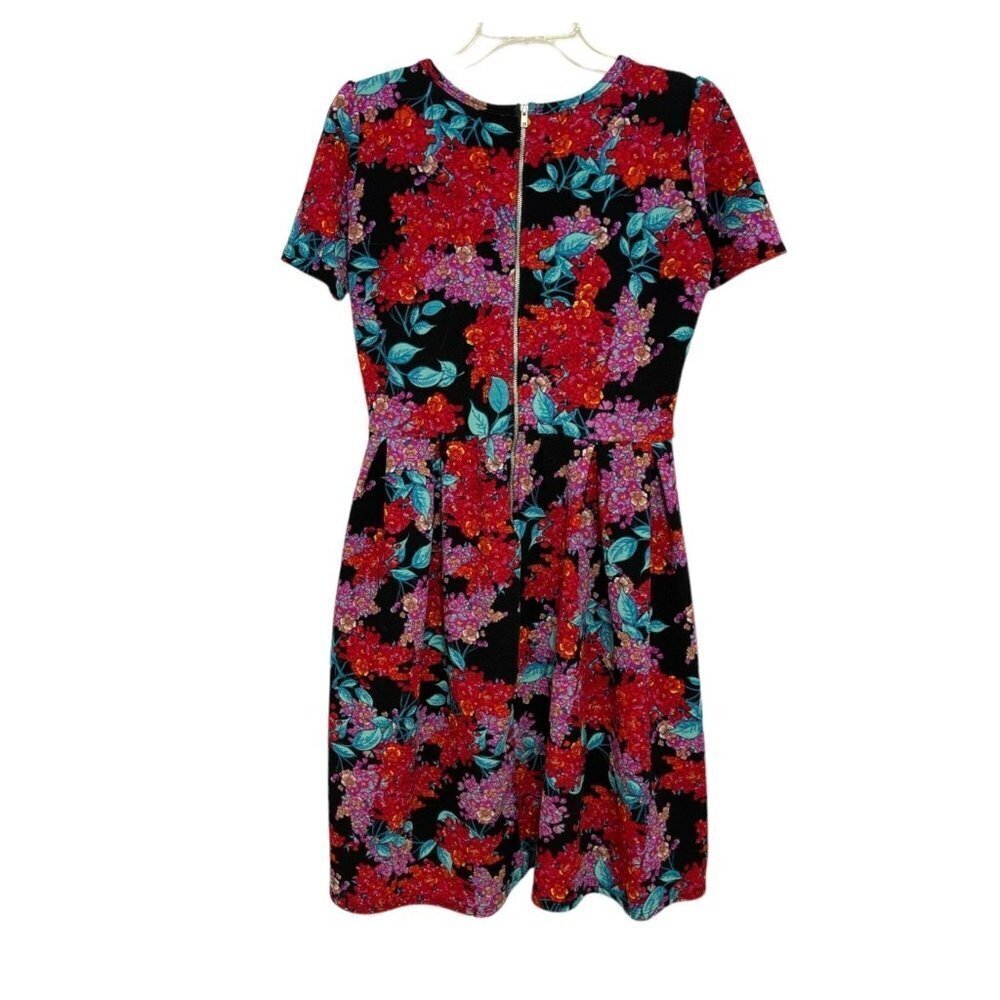 LULAROE "Simply Comfortable" Dress Size‎ Small Floral Multicolor Pockets Stretch - Picture 3 of 16